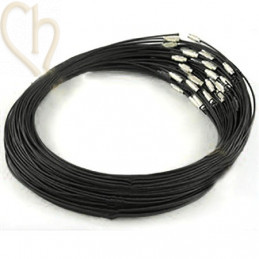 collier fil acier couleur noir 44cm avec fermoir
