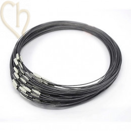 steelwire necklace color grey 44cm with clasp