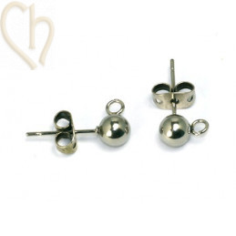 boucle d'oreille boule 5mm + anneau