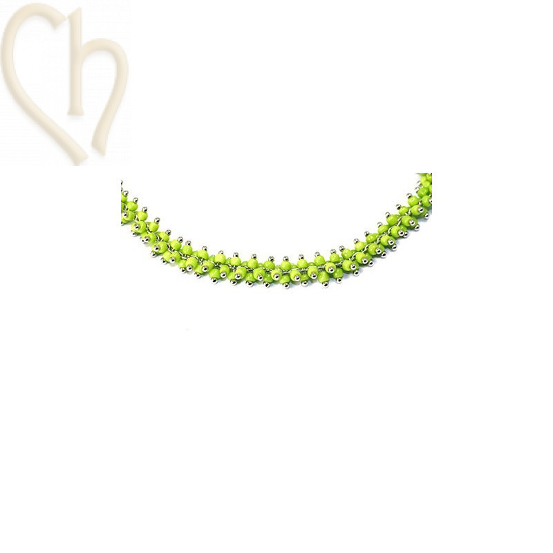 nagelketting met rocailles groen