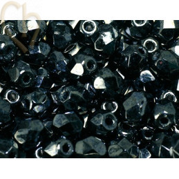 Perles a facettes 4mm  Jet Hematite