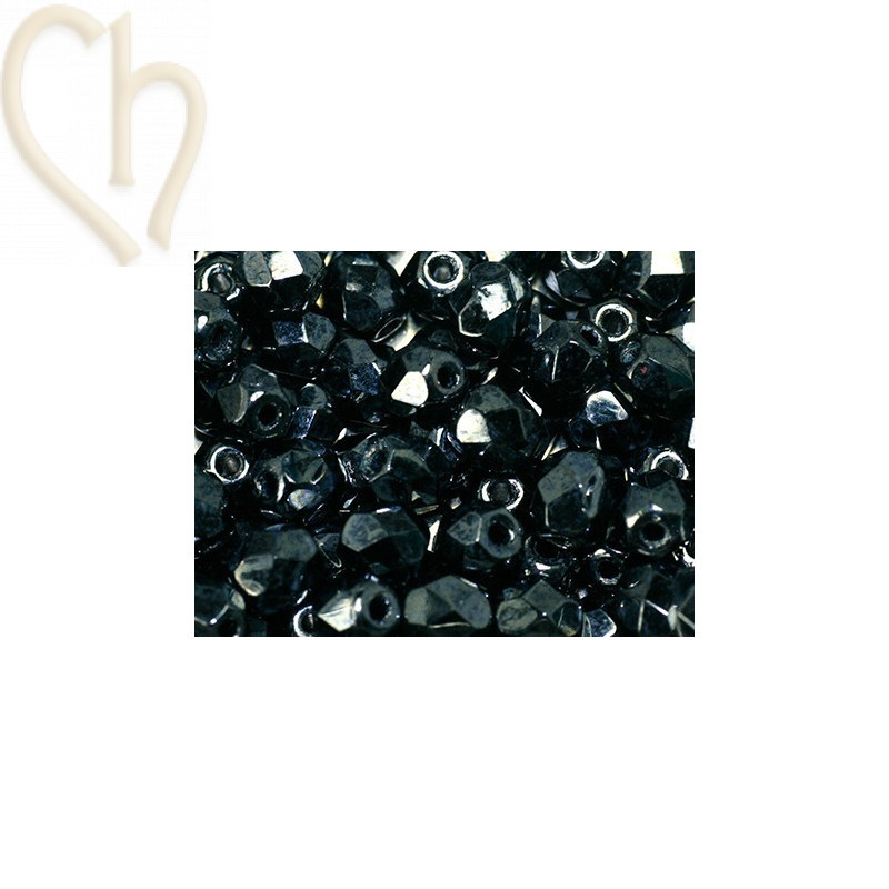 facetkralen 4mm Jet Hematite