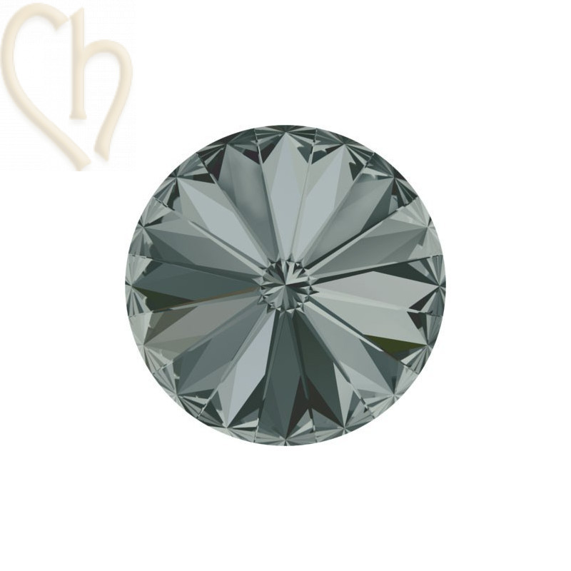1122 - 14mm Rivoli Swarovski Black Diamond 215