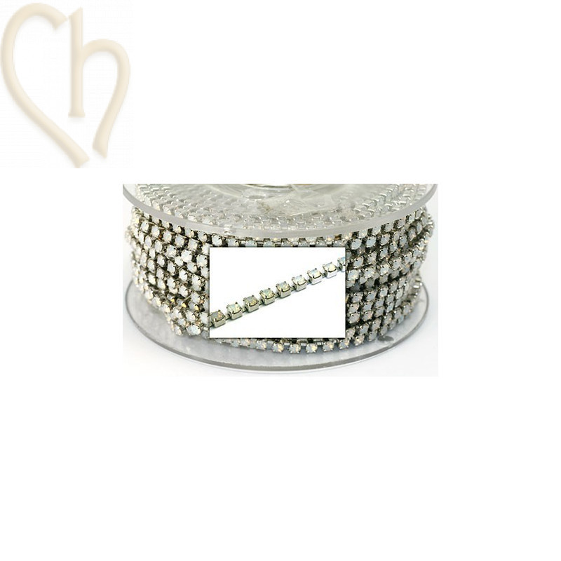 chaine acier avec strass sertie PP18 white opal