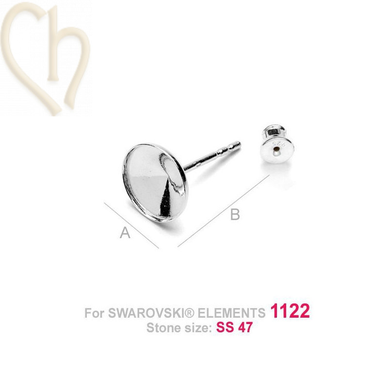 Boucles d'oreilles argent925 pour 1122 8mm Swarovski
