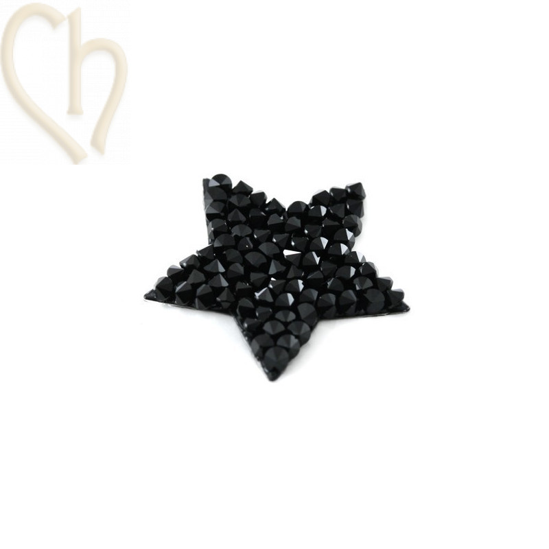 Swarovski Crystal Rocks "ster" 21*20mm Jet