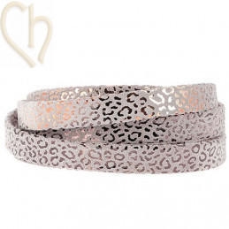 leder leopard metal versterkt 5mm light rose gold