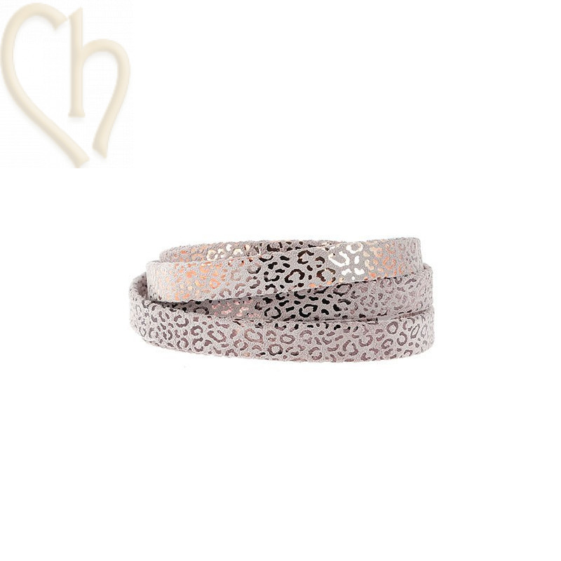 leather leopard metal style 5mm light rose gold