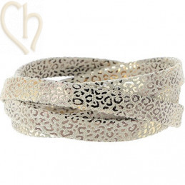cuir leopard metal renforce 5mm beige or