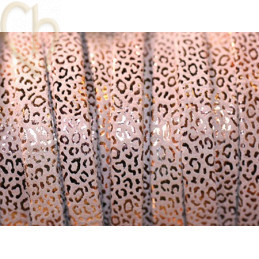 leather flat 10mm leopard metal Light Rose Gold