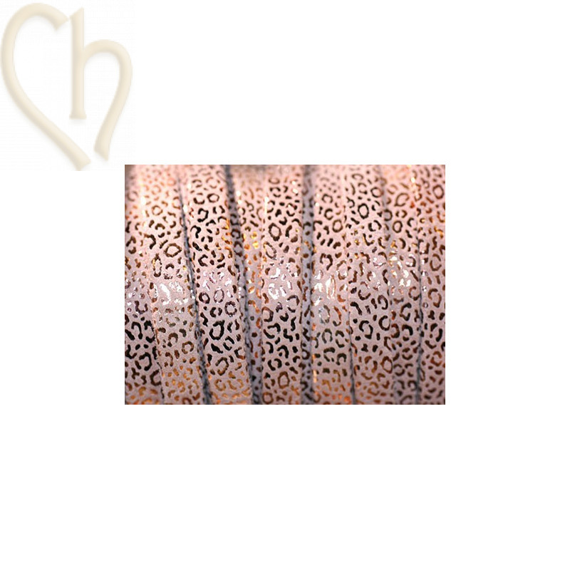 leather flat 10mm leopard metal Light Rose Gold