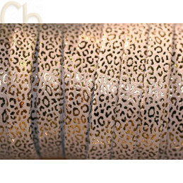 leder plat 10mm leopard metal versterkt sand