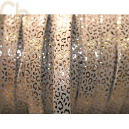 leather flat 10mm leopard metal cream gold