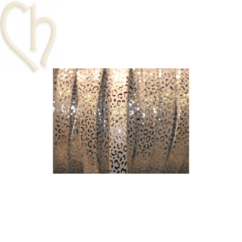 leder plat 10mm leopard metal versterkt beige gold
