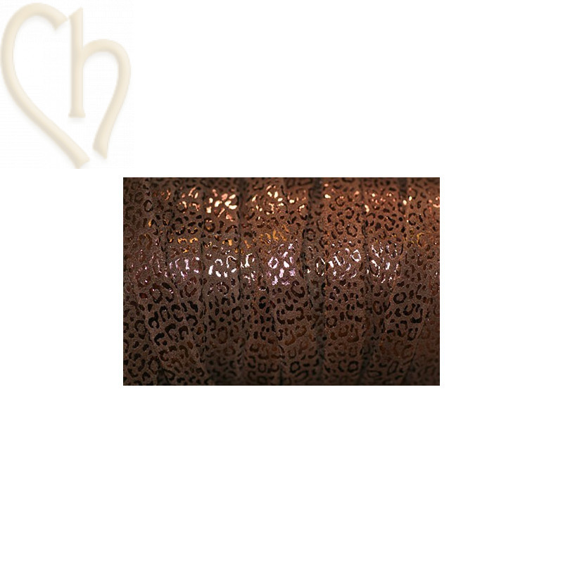 leder plat 10mm leopard metal versterkt bruin