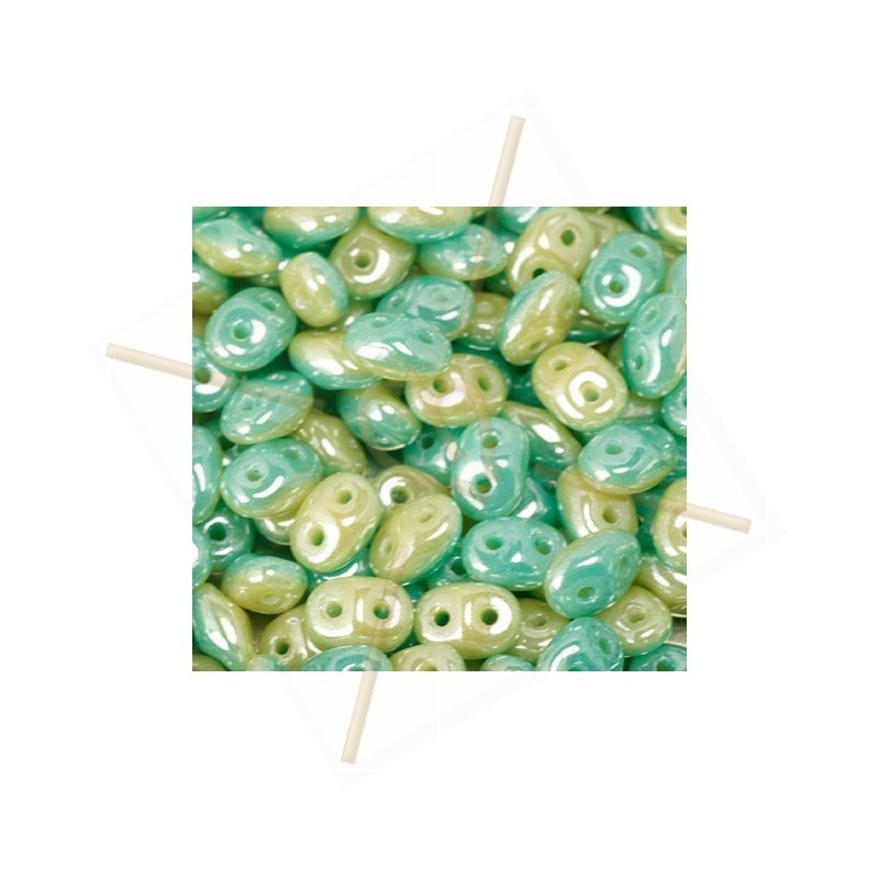 superduo Duets Green / Turquoise Ivory Luster