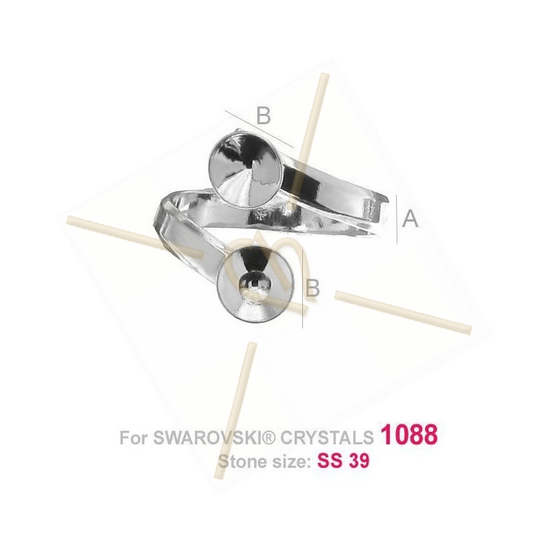 ring regelbaar zilver .925 voor Swarovski 08mm 1088 rivoli