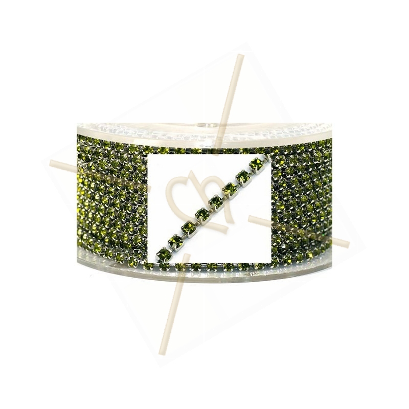 chaine acier avec strass sertie PP18 Olivine