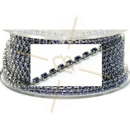 chaine acier avec strass sertie PP18 Tanzanite