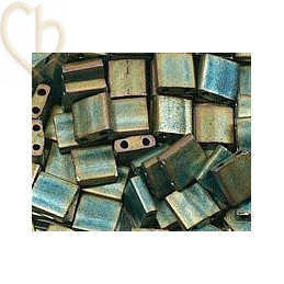 Tila bead vert iris matte metal