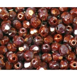 Red Dark Travertin facetkralen 4mm