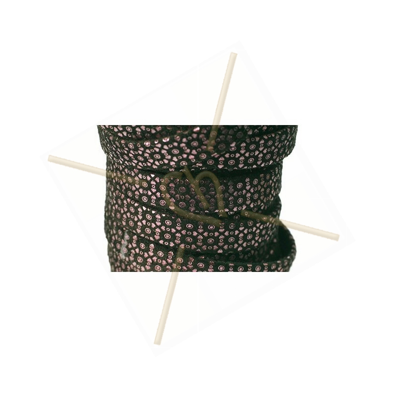 Cuir plat 10mm leopard metal renforcé Noir Or Rose