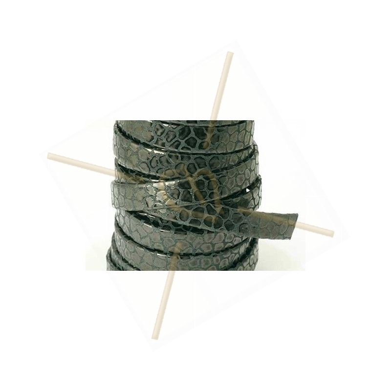 Cuir plat 10mm chèvre ecaille noir