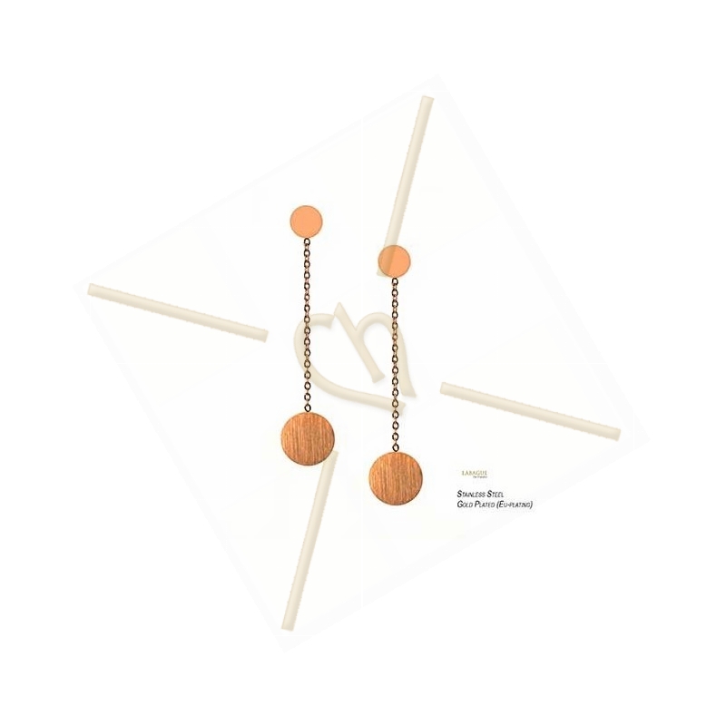 oorbellen  staal trendy rond met ketting rose gold