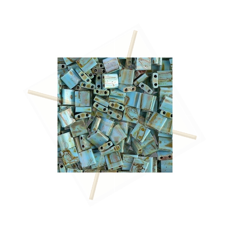 Tila bead opaque Picasso Turquoise Blue