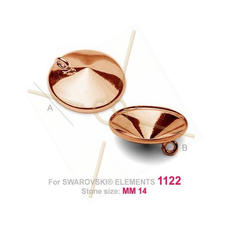 hangertje voor Swarovski 1122 14mm in zilver .925 Rose Gold