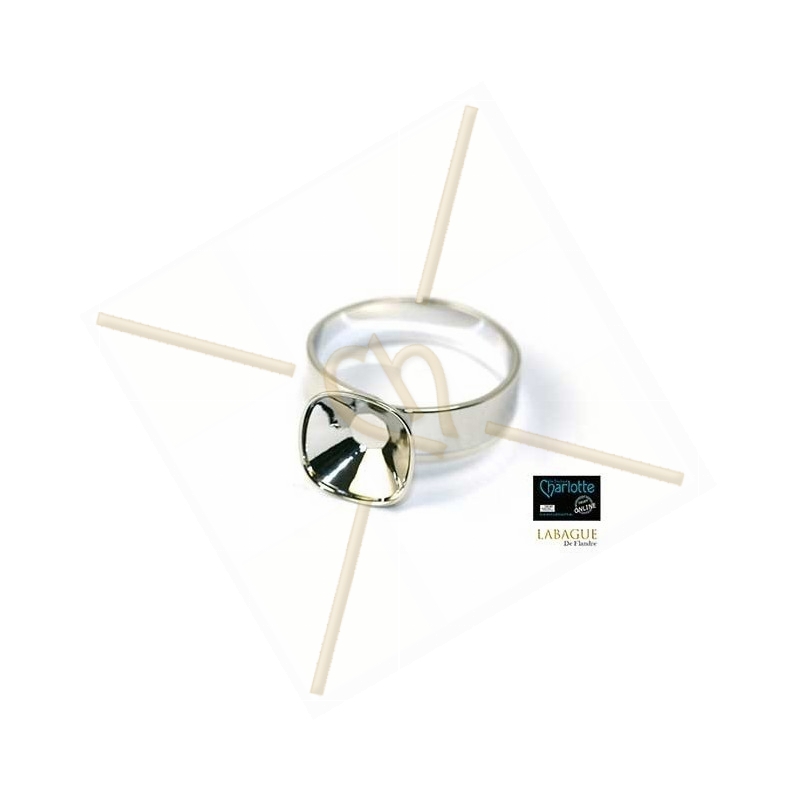 Bague rhodium pour Swarovski 4470 10*10mm