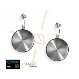 Earrings steel Fashion rond 24mm Rhodium