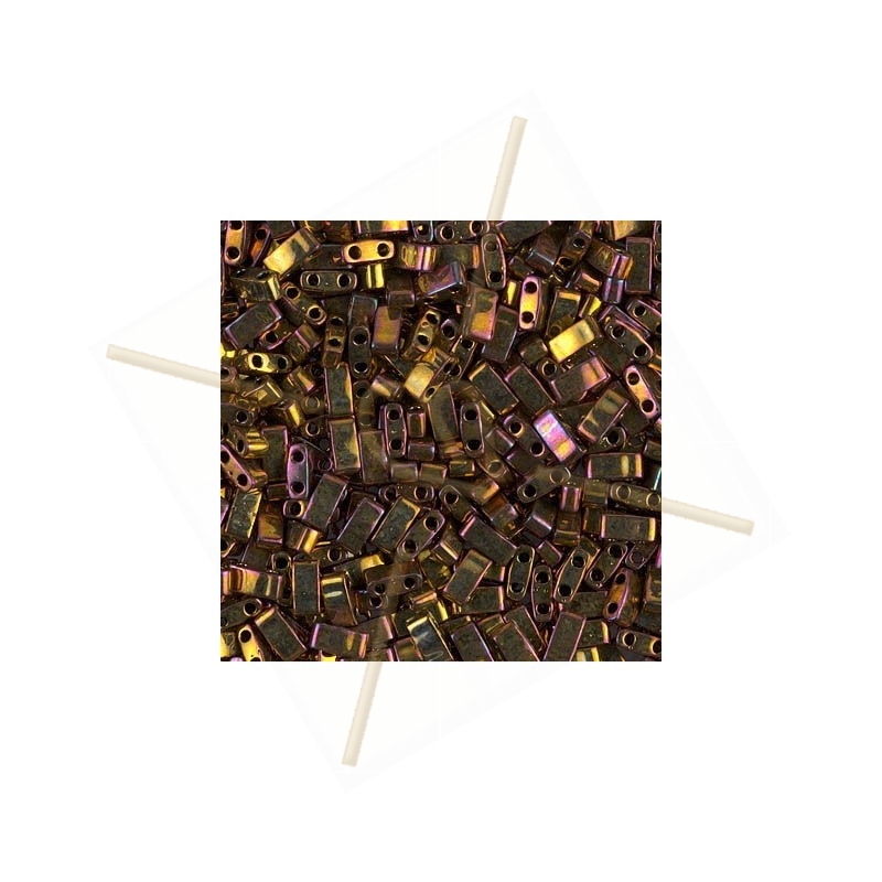 Half Tila Miyuki 5*2mm Metallic Gold Iris