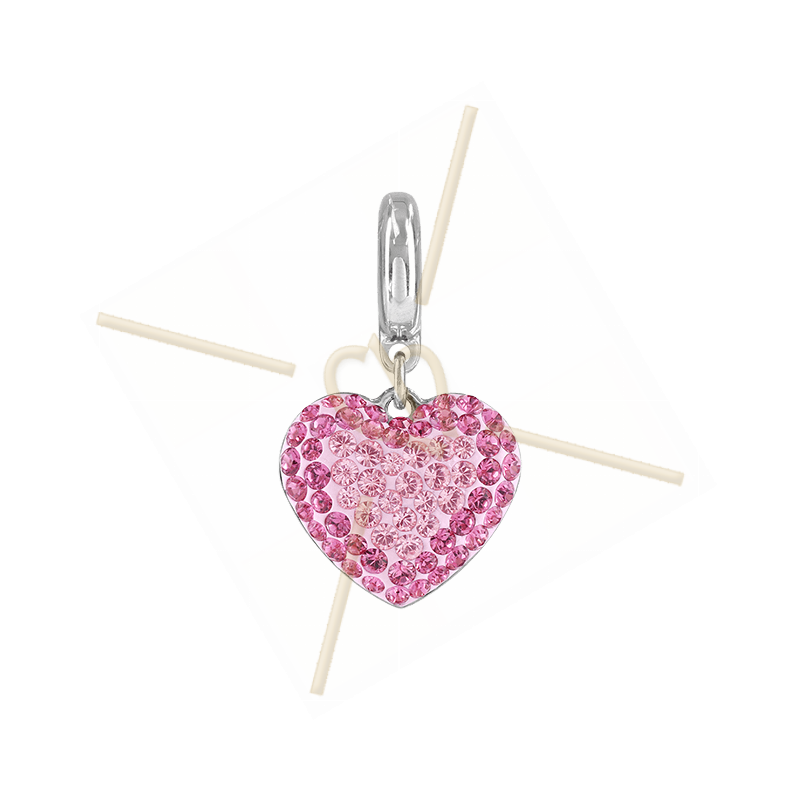 Becharmed Pave Heart 14mm Light Rose