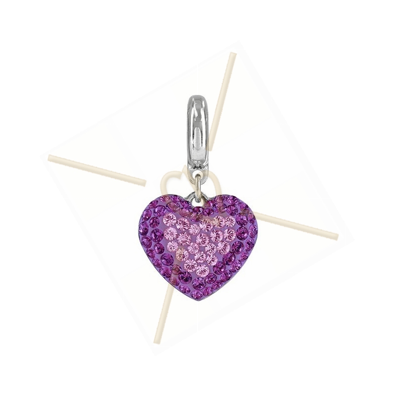 Becharmed Pave Heart 14mm Mauve