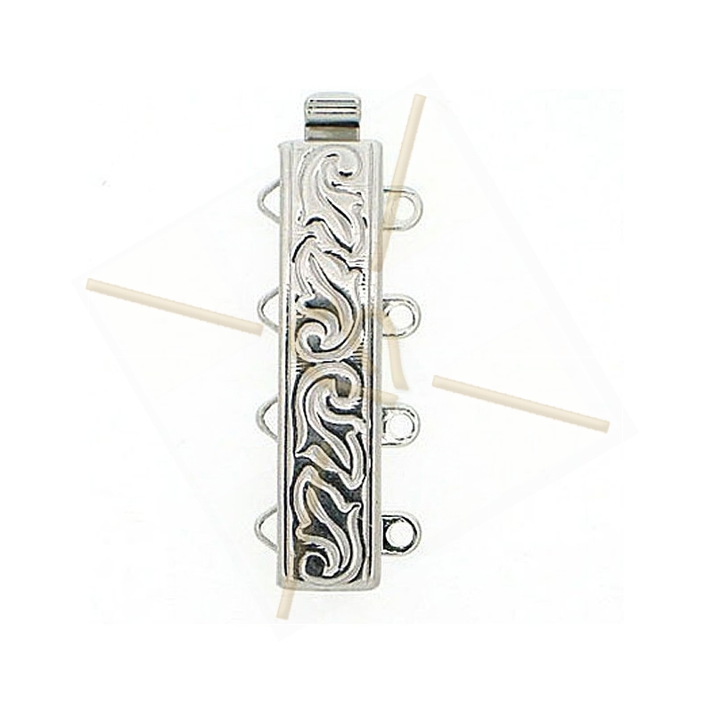 Clasp slider 4-row rhodium
