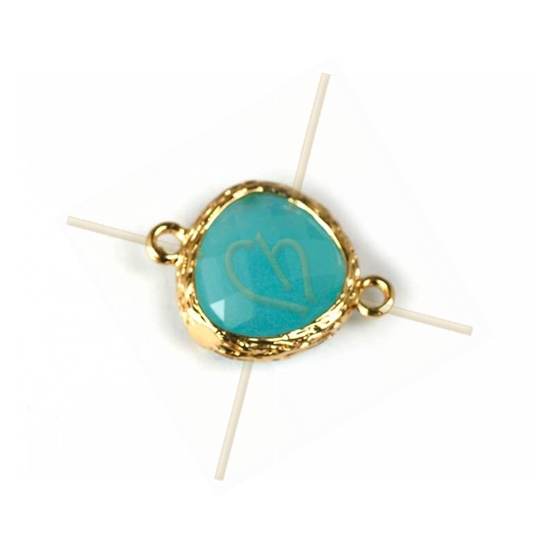 intercalaire 2 anneaux doré facetté, imit. gemstone 20mm vert