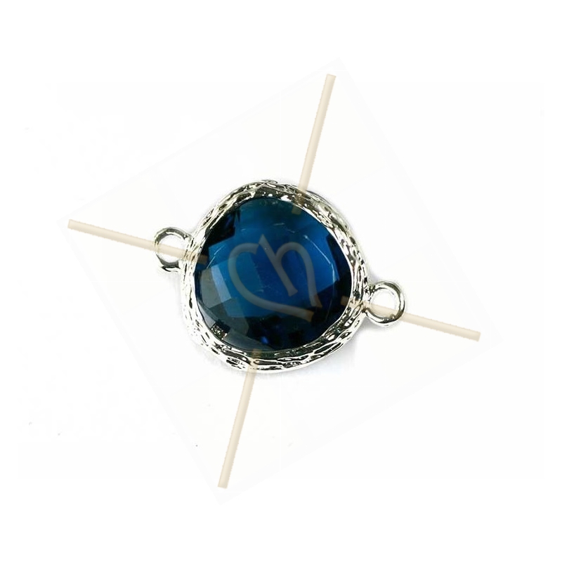 intercalaire 2 anneaux silver facetté, imit. gemstone 20mm montana