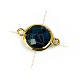 intercalaire ronde 2 anneaux doré facetté, imit. gemstone 20mm montana