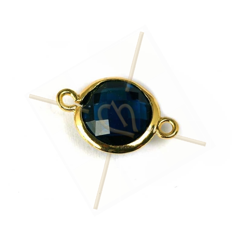 intercalaire round2 anneaux gold plated facetté, imit. gemstone 20mm montana