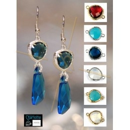 intercalaire round2 anneaux silver plated facetté, imit. gemstone 20mm crystal