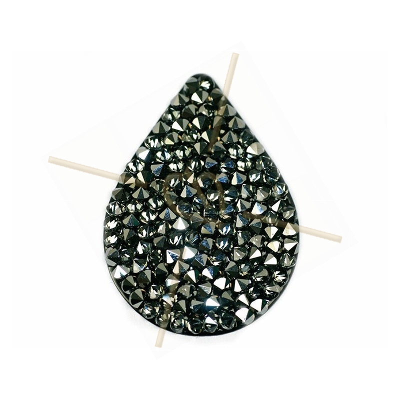 Swarovski Fine Rocks Drop 21*28mm Metallic Silver