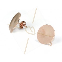 boucle d'oreille disque 14mm avec anneaudoré rose