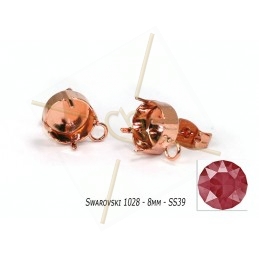 oorbellen stekers voor 1 strass SS39 - 8mm Rose gold plated