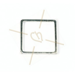 element metal carré, 15mm rectangle Rhodium plated