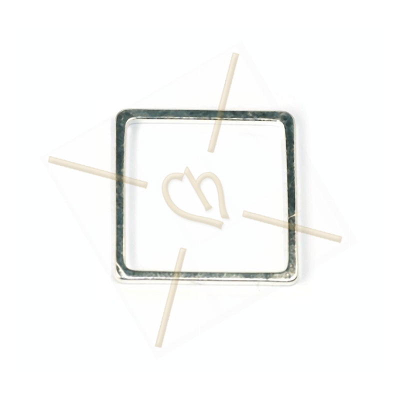 metalen vierkant element 15mm Rhodium plated