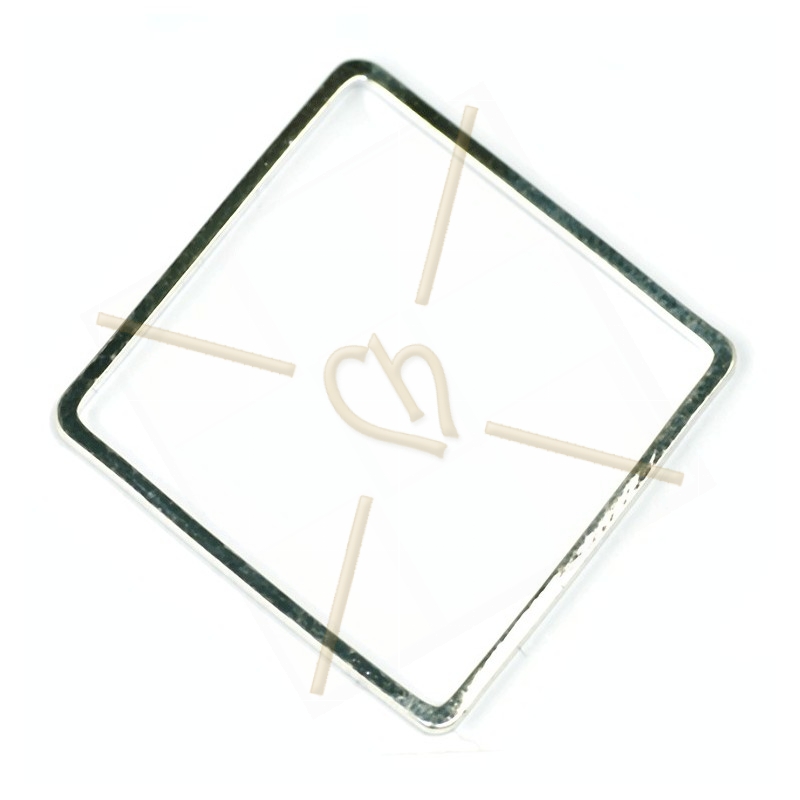 metalen vierkant element 20mm Rhodium Plated