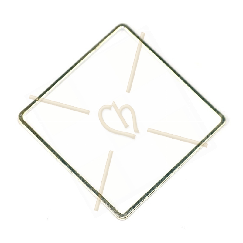 element metal carré 25mm rectangle Rhodium Plated