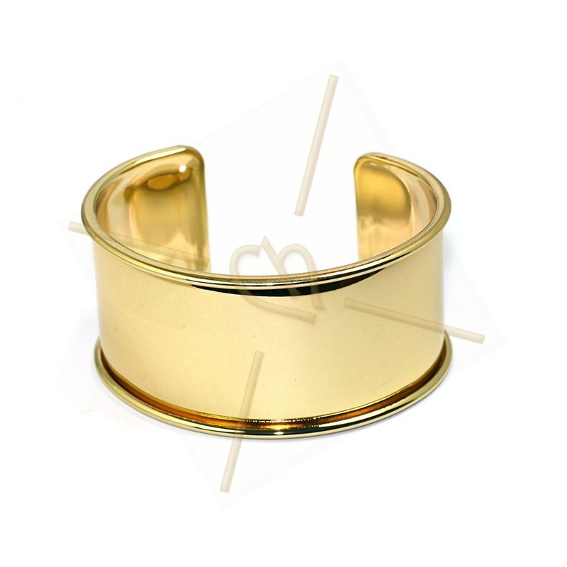 stijve armband metaal 30mm breed goud