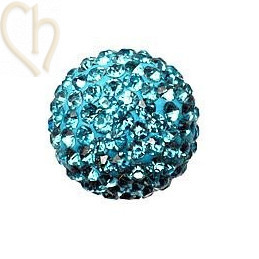 ronde strassbal 14mm aquamarine